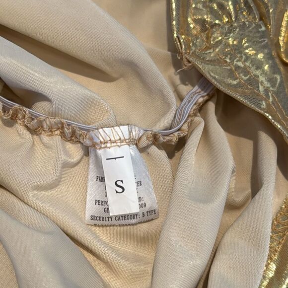 Women’s Gold Bodycon One Shoulder Lightweight Party Cocktail Prom Dress Size S - Picture 7 of 8